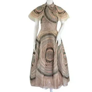 Fendi Women's Maxi Halter Dress Vintage 3D Details Multicolor Sz 40